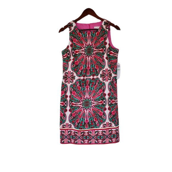 London Times Multicolor Print Sleeveless Sheath Mini Dress Size 8 - Picture 3 of 7